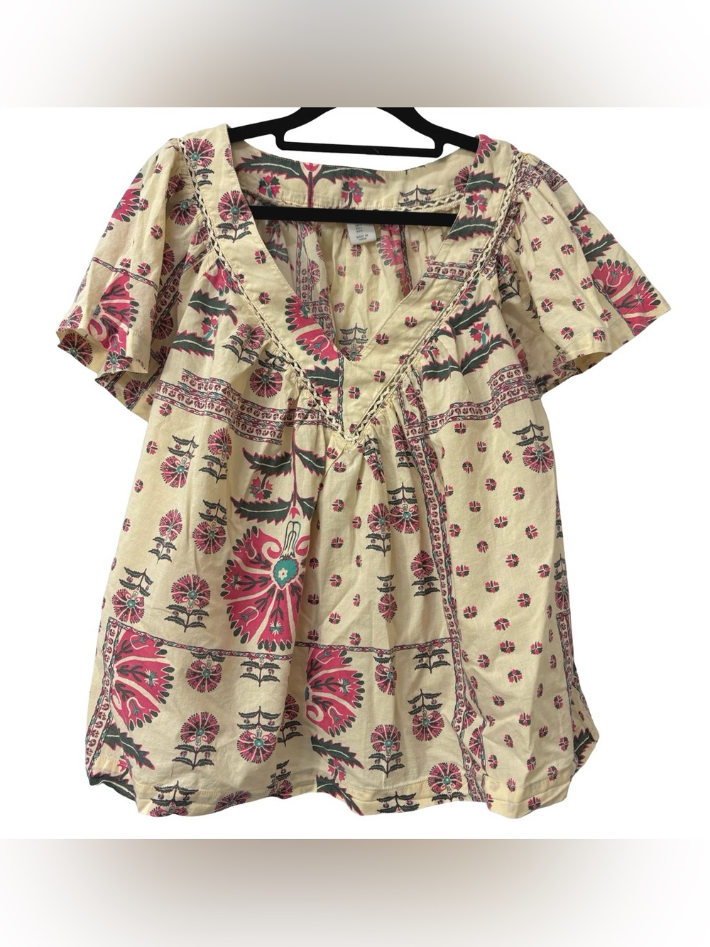 Haute Hippie‎ Boho Eyelet
Floral Colorful Print Top Blouse Size Large